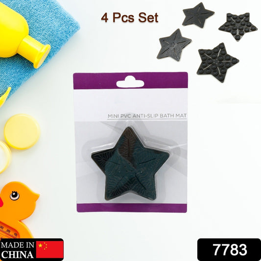 Mini  Pvc Anti-Slip Bat Mat Non Slip Baby Bath Mats, Mini Child Safety Anti Slip Shower Mats Star, & Leaf Shaped for Kids (4 pc Set)