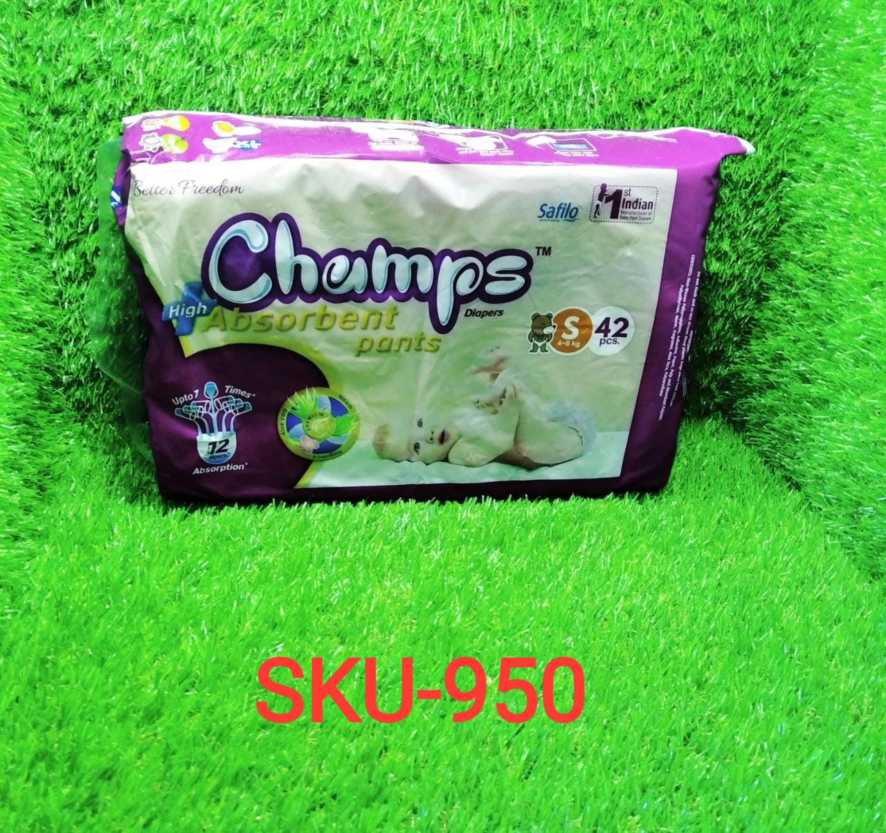Premium Champs High Absorbent Pant Style Diaper Small Size, 42 Pieces (950_Small_42) Champs
