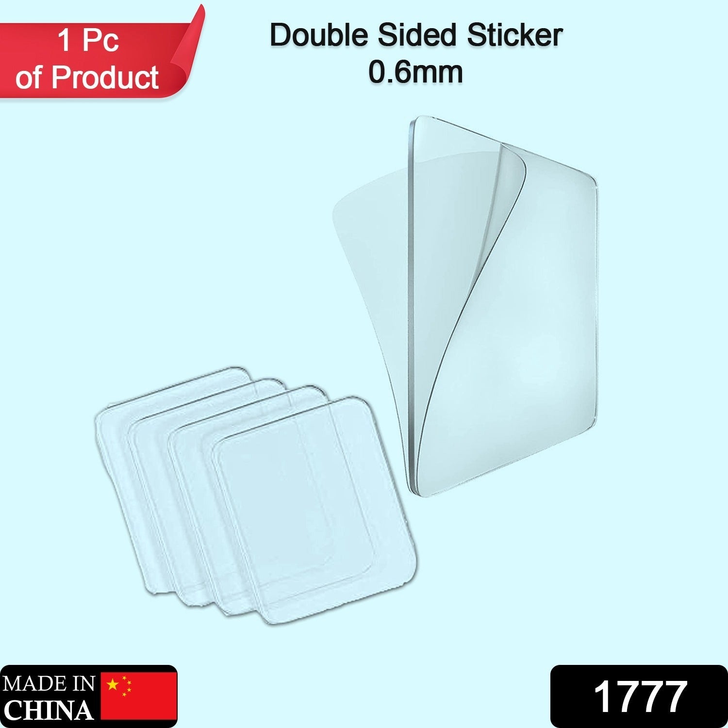 New Double Side Tape Sticker Strong Waterproof Wall Indoor Nano Adhesive No Trace Gel Clear Industrial Multipurpose Removable Use for Bedroom, Home, Kitchen, Hotel (0.6mmx1pc)