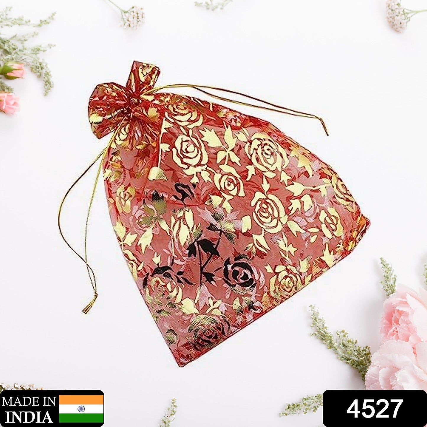 Net Fabric Drawstring Pouch for Dry Fruits Packing, Organza Shagun Potli Baba, Wedding Party Favor Gift Bags
