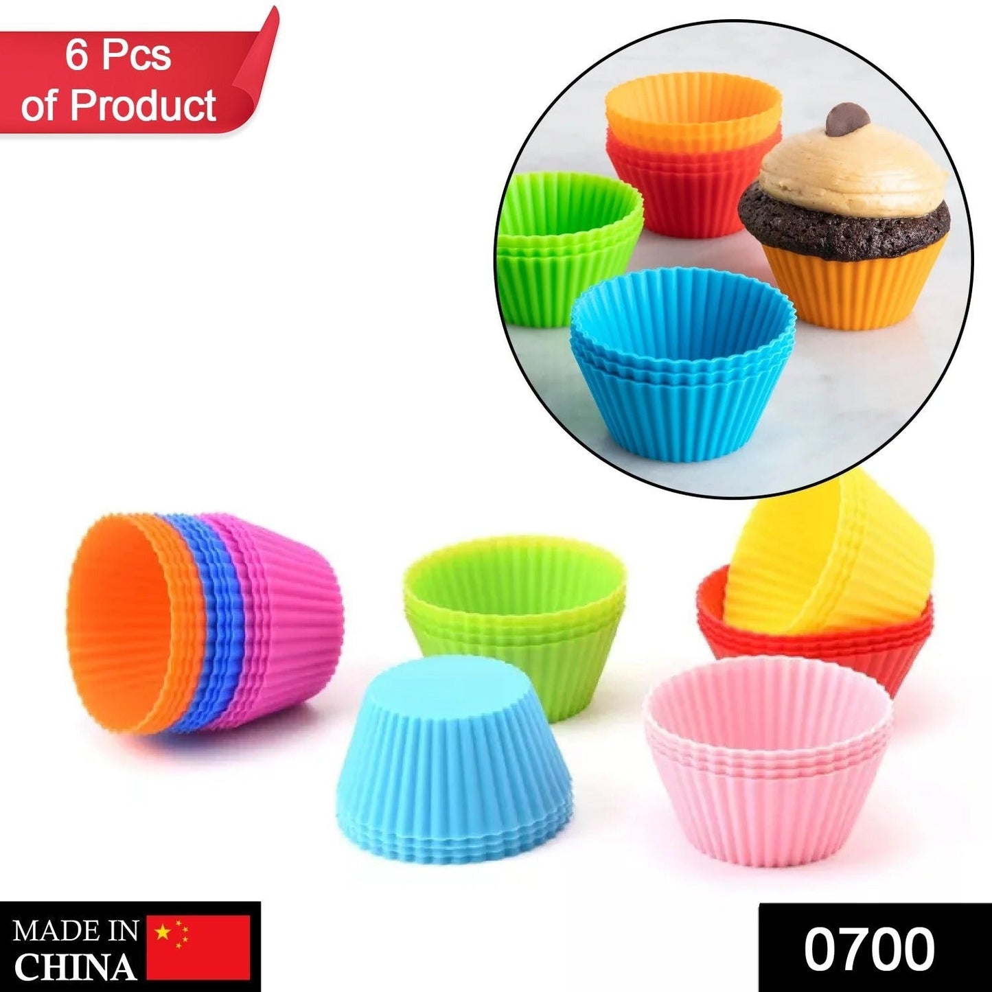 Silicone Cupcake Shaped Baking Mold Fondant Cake Tool Chocolate Candy Cookies Pastry Soap Moulds (6 Pc)