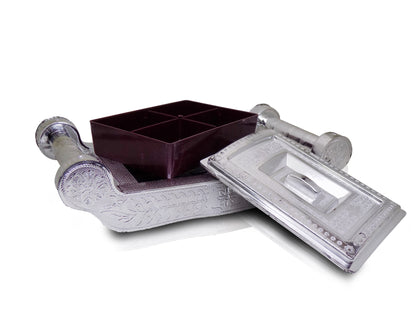 Multipurpose 4 Section Royal Design Silver Storage/Gift Box