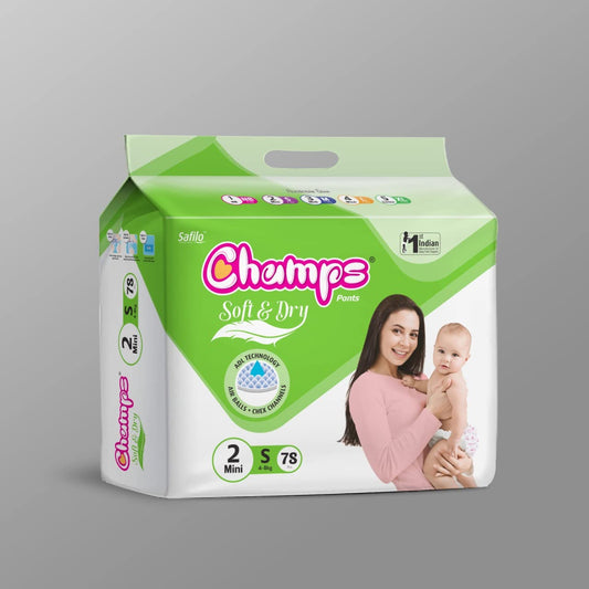 Champs Soft and Dry Baby Diaper Pants 78 Pcs (Small Size S 78)