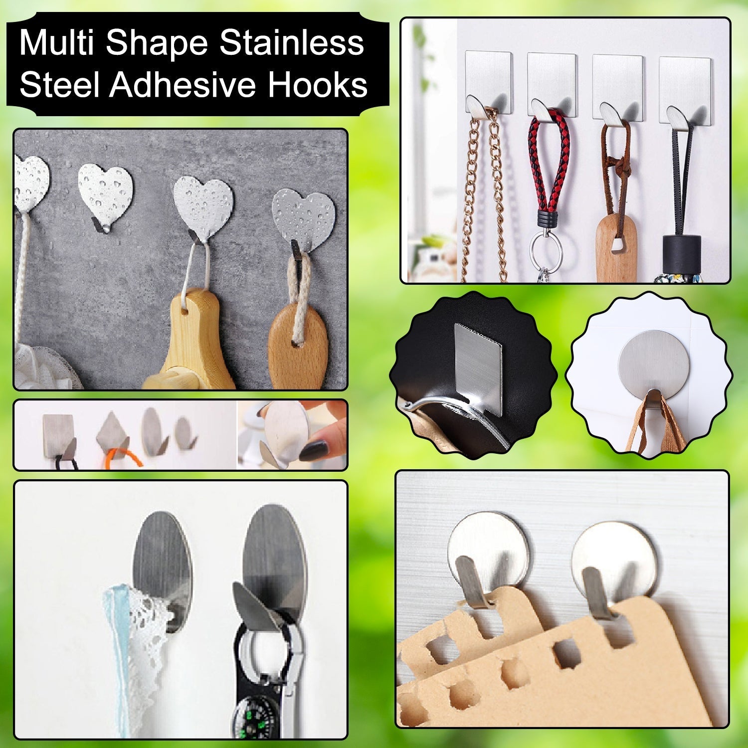 Multipurpose Stainless Steel Adhesive Hooks