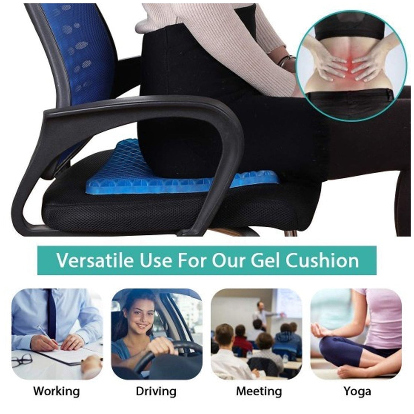 6019 Silicone Flex Pillow Gel Orthopaedic Seat Cushion Pad for Car