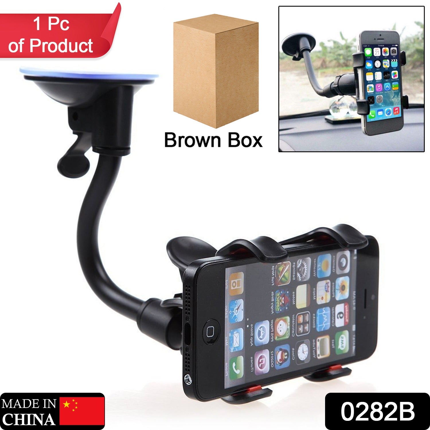 0282B Flexible Mobile Stand Multi Angle Adjustment with 360 Degree Adjustment For Car & Home Use Mobile Stand