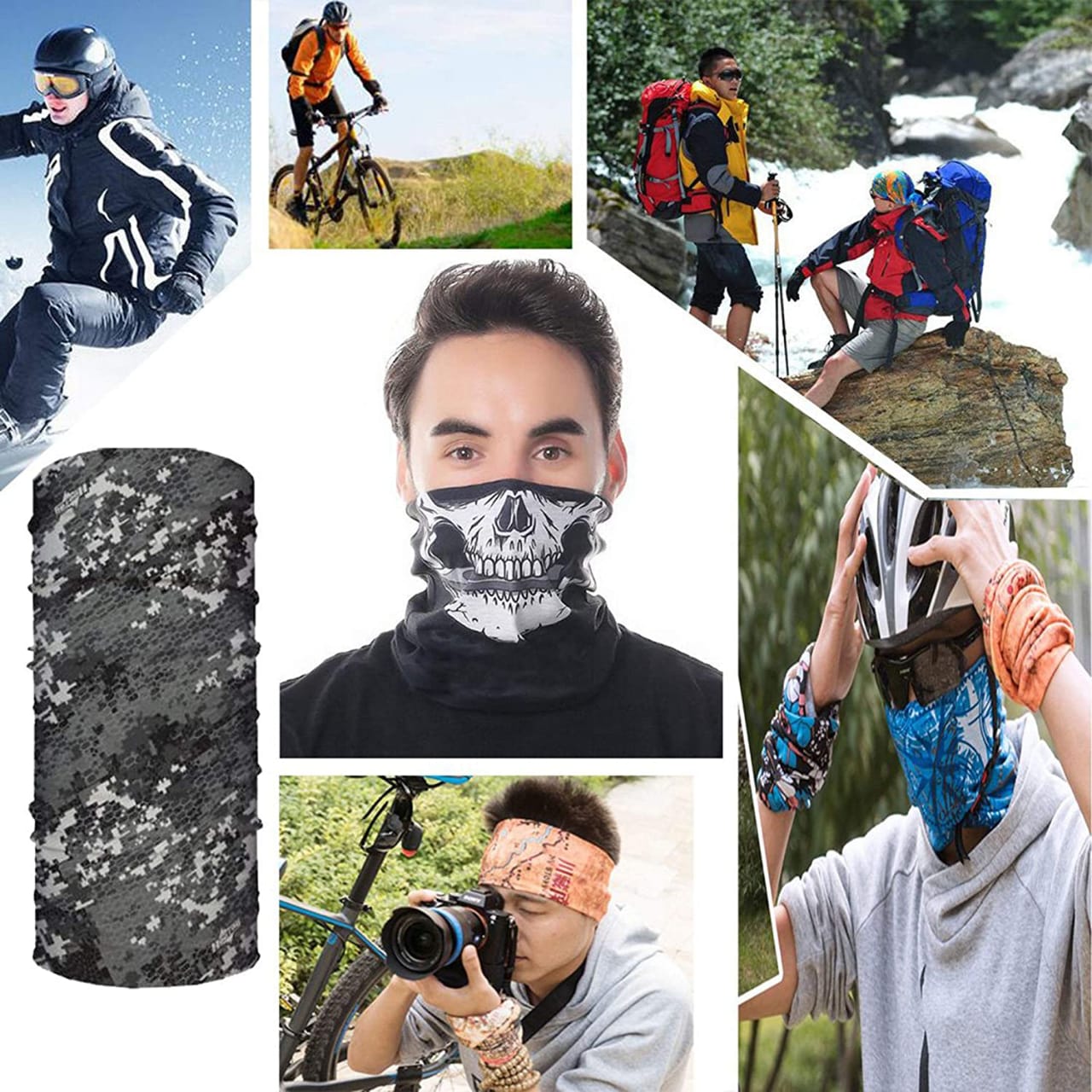 1357 Multifunctional Unisex Neck Gaiter Headband for Dust & Sun Protection Headwear