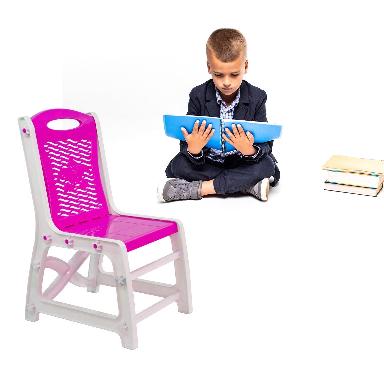 Study Table And Chair Set For Boys And Girls With Small Box Space For Pencils Plastic High Quality Study Table (Pink)