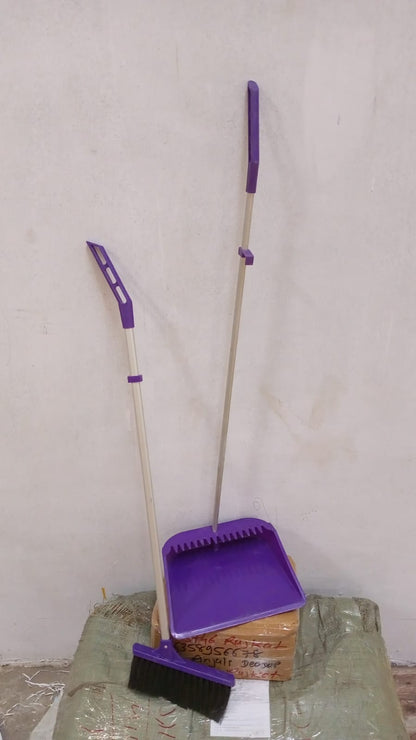 Long Handle Dustpan and Brush 2 Piece Set for Sweeping Cleaning Home Office