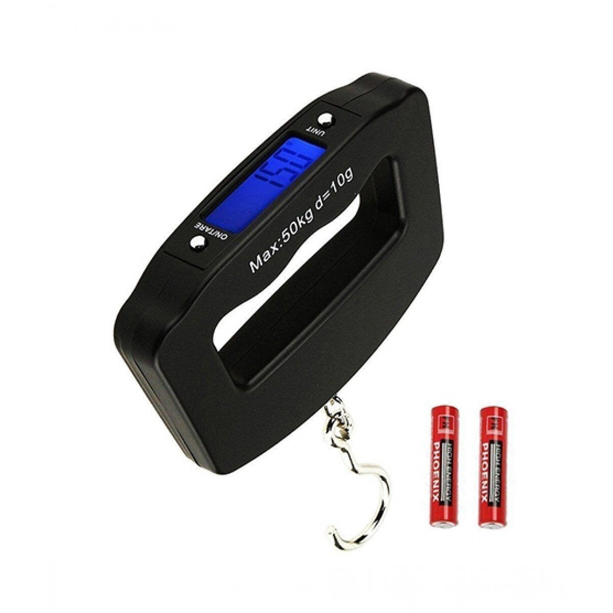 Black Digital Portable Luggage Scale with LCD Backlight (50 kg)