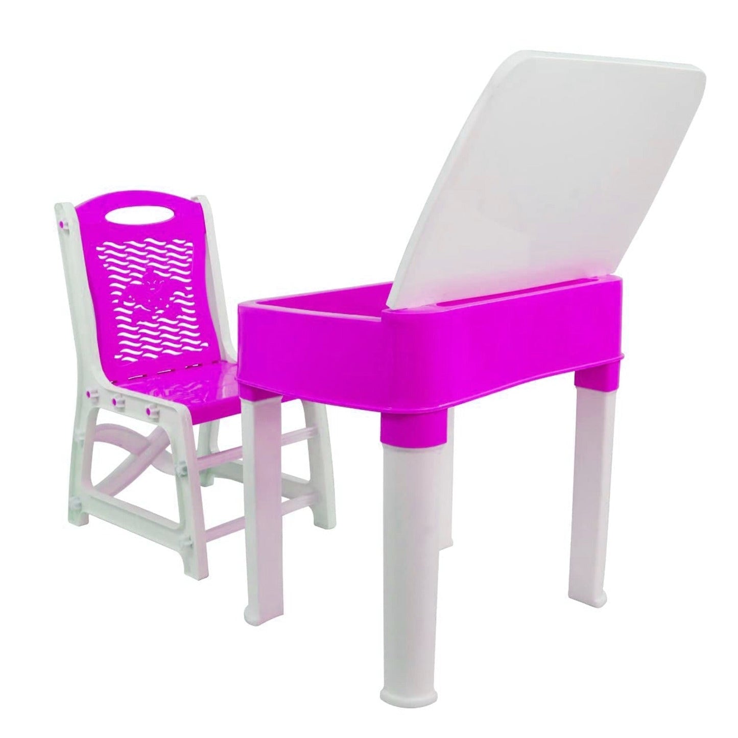 Study Table And Chair Set For Boys And Girls With Small Box Space For Pencils Plastic High Quality Study Table (Pink)