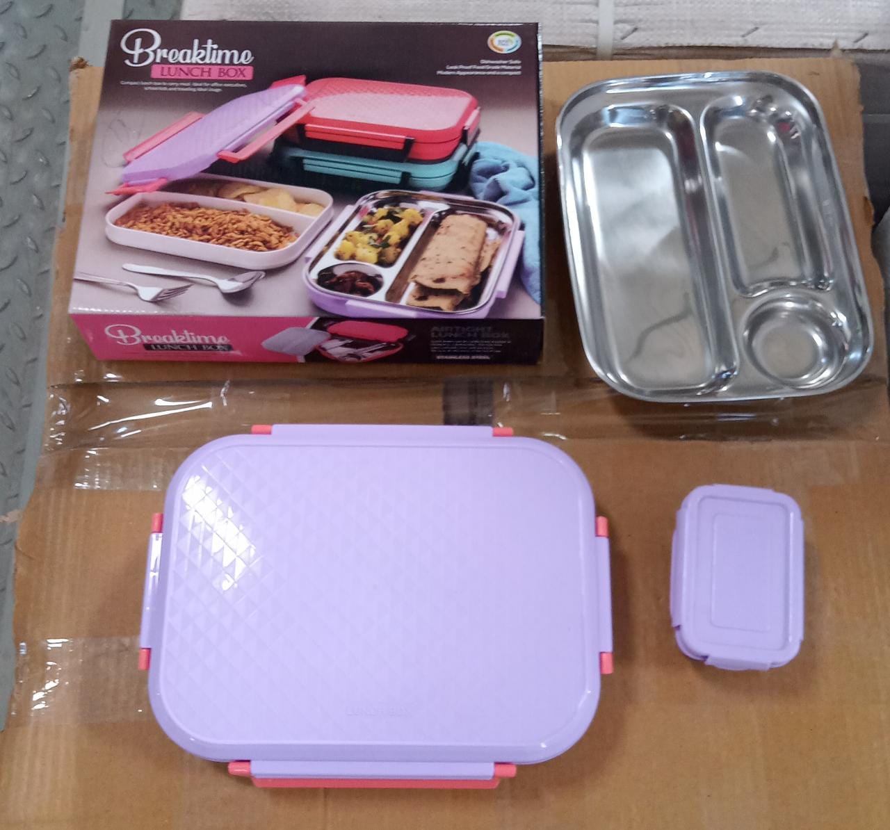 Lunch Box Plastic with steel plate, small lunch box High Quality Box For Kids School Customized Plastic Lunch Box for Girls & Boy