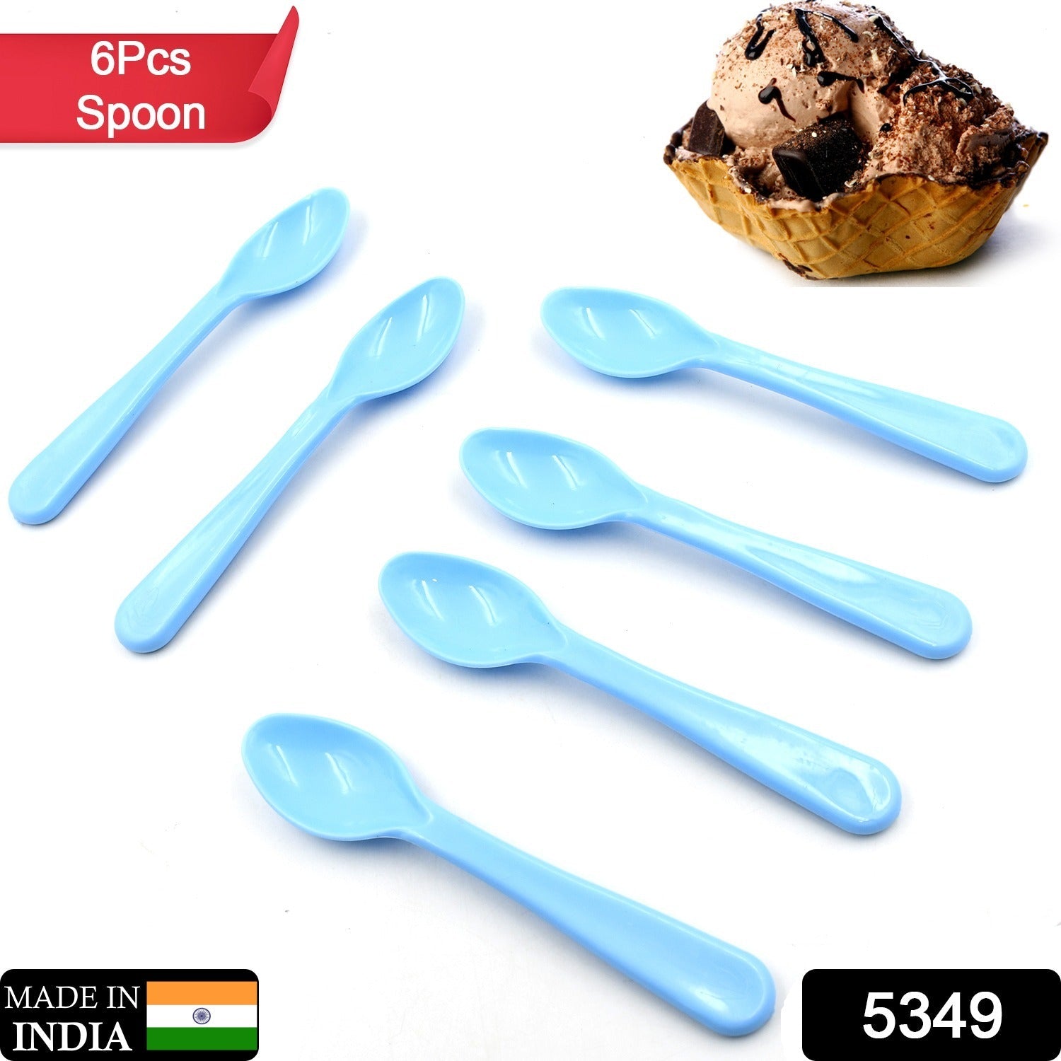 Food Plastic Spoon Set, Plastic Table Spoon Set Plastic Tea Spoon, Coffee with ABS Plastic, Heat-Resistant Spoon (6 Pc Set)