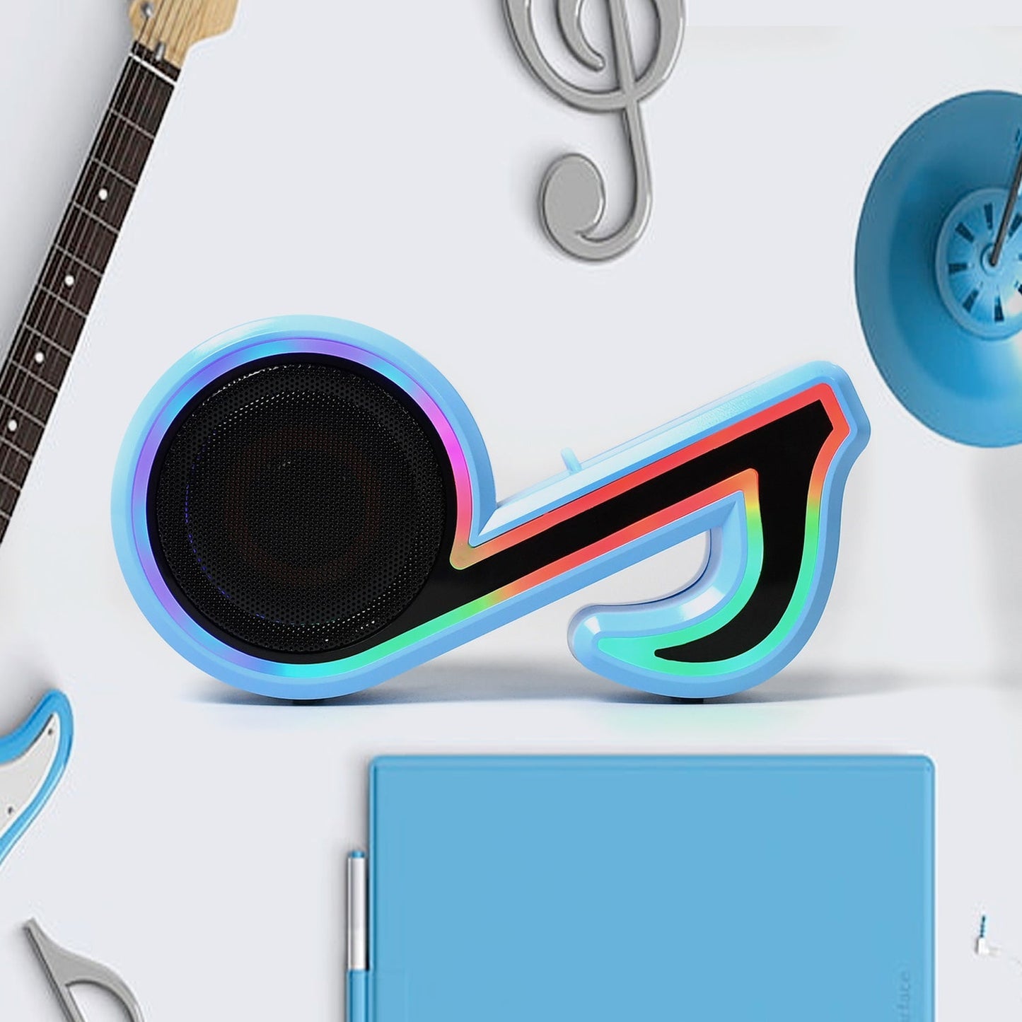 Mini Portable Music Note Shape Speaker Subwoofer Colorful Musical Note LED Lighting Sound For Creatives Gift Computer Phone Sound Equipment blootuth speaker (Media Player)