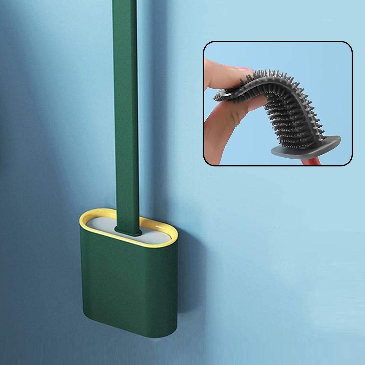 Silicone Toilet Brush with Holder Slim Flex Toilet Brush